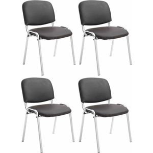 CLP Ken Set van 4 stoelen - Met Chroom - Kunstleer bruin