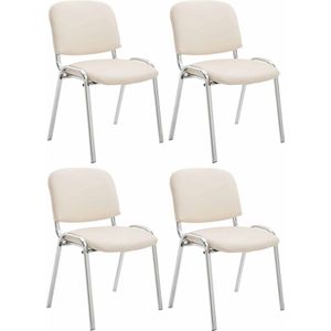 CLP Set van 4 stoelen Ken Chroom Kunstleer creme - 318900
