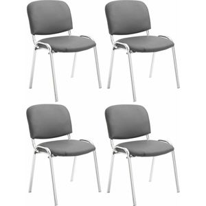 CLP Set van 4 stoelen Ken Chroom Kunstleer grijs - 318901