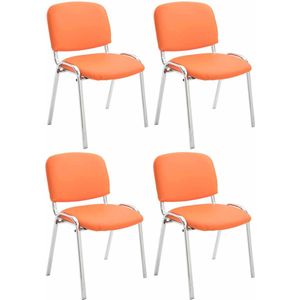 CLP Set van 4 stoelen Ken Chroom Kunstleer oranje - 318903