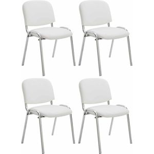 CLP Set van 4 stoelen Ken Chroom Kunstleer wit - 318906