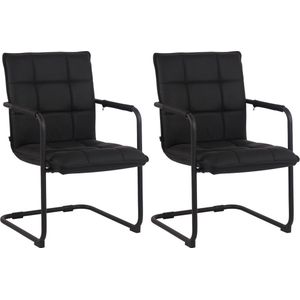 CLP Set van 2 stoelen Gandia echt leer zwart zwart - 319050