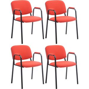 CLP Ken Pro Set van 4 Bezoekersstoelen - Stof rood