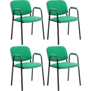 CLP Ken Pro Set van 4 Bezoekersstoelen - Stof groen