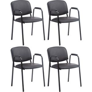 CLP Ken Pro Set van 4 Bezoekersstoelen - Kunstleer zwart