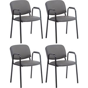 CLP Ken Pro Set van 4 Bezoekersstoelen - Kunstleer grijs