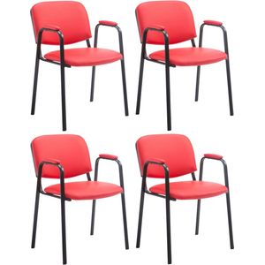 CLP Ken Pro Set van 4 Bezoekersstoelen - Kunstleer rood