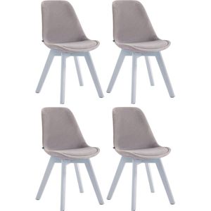 CLP Set van 4 Eetkamerstoelen Borneo Fluweel grijs - 319199