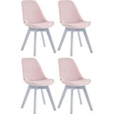 CLP Set van 4 Eetkamerstoelen Borneo Fluweel roze - 319200