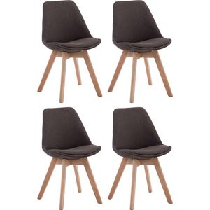 CLP Borneo V2 Set van 4 eetkamerstoelen - Stof donkergrijs natura