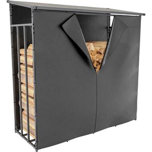 CLP Ruston Houtopslag Brandhoutrek + Cover - Voor haardhout - Aluminium - XL