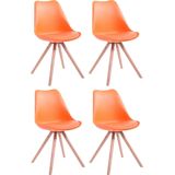 CLP Toulouse Set van 4 stoelen - Rond - Kunstleer oranje natura