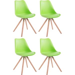 CLP Toulouse Set van 4 stoelen - Rond - Kunstleer groen natura