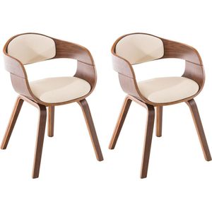 CLP Set van 2 Kingston Stoelen Kunstleer walnoot/creme - 319972