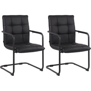 CLP Set van 2 bezoekersstoelen Gandia kunstleer zwart zwart - 320190