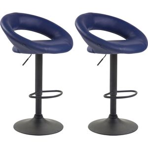 CLP Olinda Set van 2 Barkrukken - Kunstleer blauw zwart