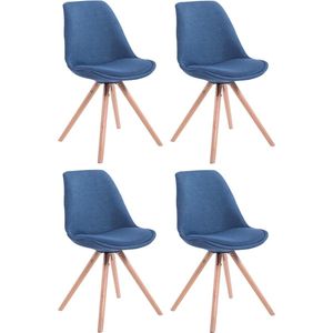CLP Toulouse Set van 4 stoelen - Rond - Stof blauw natura