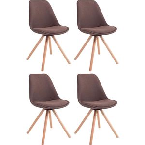 CLP Toulouse Set van 4 stoelen - Rond - Stof bruin natura