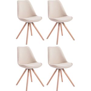 CLP Toulouse Set van 4 stoelen - Rond - Stof creme natura