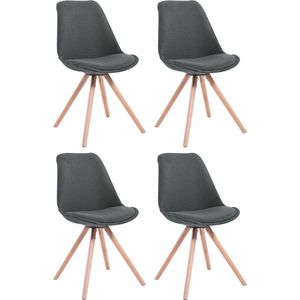 CLP Toulouse Set van 4 stoelen - Rond - Stof donkergrijs natura