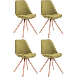CLP Toulouse Set van 4 stoelen - Rond - Stof groen natura