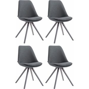 CLP Toulouse Set van 4 stoelen - Rond - Stof donkergrijs grijs