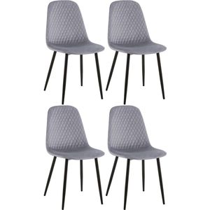 CLP Set van 4 stoelen Giverny fluweel grijs - 320429