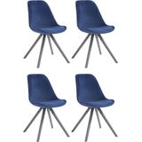 CLP Set van 4 Stoelen Toulouse Rond frame - Fluweel blauw - 320449