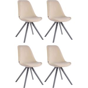 CLP Toulouse Set van 4 Stoelen - Rond frame - Fluweel creme grijs