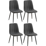 CLP Set van 4 eetkamerstoelen Dijon stof - donkergrijs - 320549