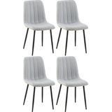 CLP Set van 4 eetkamerstoelen Dijon stof - grijs - 320550