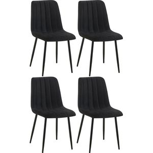 CLP Set van 4 eetkamerstoelen Dijon stof - zwart - 320551