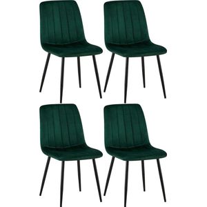 CLP Set van 4 eetkamerstoelen Dijon fluweel - groen - 320559