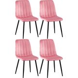 CLP Set van 4 eetkamerstoelen Dijon fluweel - roze - 320562