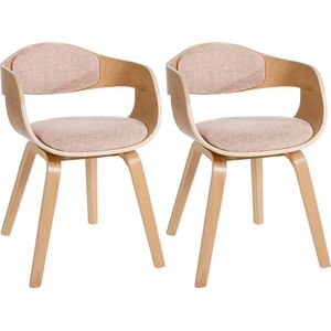 CLP Set van 2 Kingston eetkamerstoelen Stof natura/creme - 320718