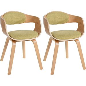 CLP Set van 2 Kingston eetkamerstoelen Stof natura/lichtgroen - 320720