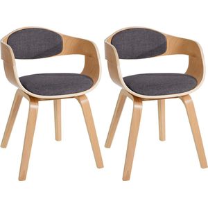 CLP Kingston Set van 2 eetkamerstoelen - Met armleuning - Stof - natura/licht grijs natura