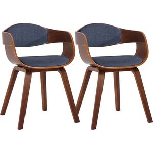 CLP Set van 2 Kingston eetkamerstoelen Stof walnoot/blauw - 320724