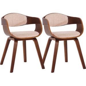 CLP Set van 2 Kingston eetkamerstoelen Stof walnoot/creme - 320726