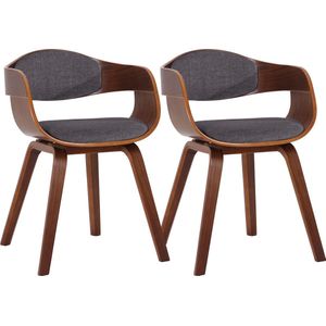 CLP Set van 2 Kingston eetkamerstoelen Stof walnoot/lichtgrijs - 320728