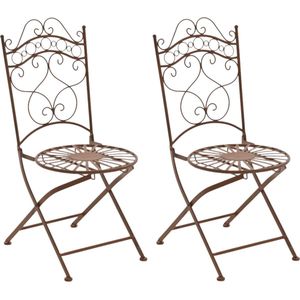 CLP Indra Set van 2 Klapstoelen - Vouwstoel - Buiten - antiek bruin