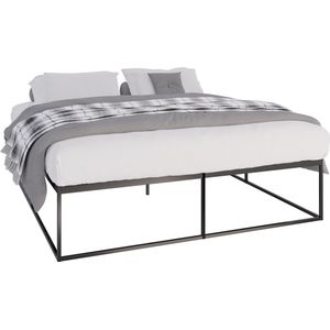 CLP Scala Metalen bed met lattenbodem, modern bed met stabiel frame, kleur: zwart, afmetingen: 200x180x46 cm