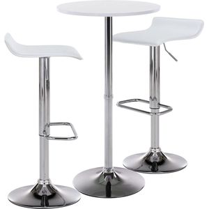 CLP Esberg 2 delige bar tafel set - Bartafel met barstoelen - Binnen - Hoog - Kunstleer - wit