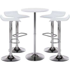 CLP Esberg bar tafel set - bartafel met barstoelen - Kunstleer - wit