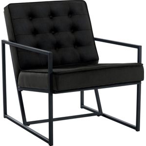 CLP Avon Lounger - Fauteuil - Eetkamerstoel met armleuning - Fluweel - Velvet - zwart