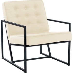 CLP Avon Lounger - Fauteuil - Eetkamerstoel met armleuning - Fluweel - Velvet - creme