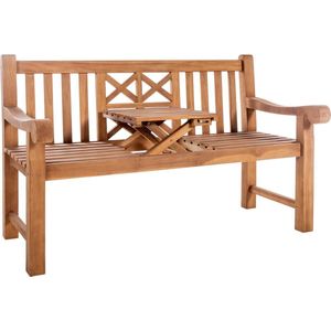 CLP Luka Tuinbank - Met inklapbare tafel - Teak - 150 cm - teak 150 cm