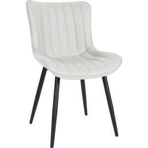 CLP Largo Bezoekersstoel, fluweel, kunstleer, eetkamerstoel met metalen frame, kleur: wit, materiaal: kunstleer