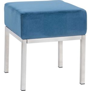 CLP Lamega Hocker - Kruk - Zitkubus - RVS frame - Velvet - Fluweel - blauw