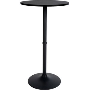 CLP Metalen staande tafel met ronde houten tafelblad | bartafel | Diameter: Ø 60 cm | Hoogte: 110 cm | In vele kleuren, kleur: zwart/zwart